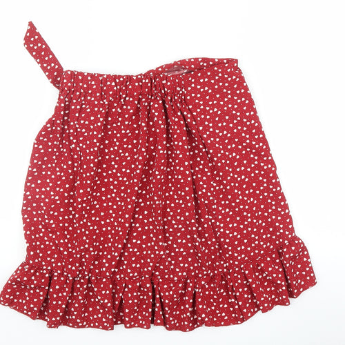 SheIn Womens Red Polka Dot  Wrap Skirt Size 8