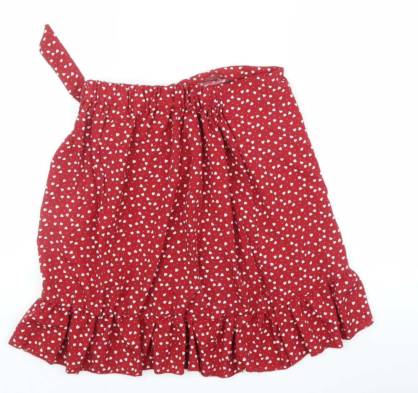 SheIn Womens Red Polka Dot  Wrap Skirt Size 8