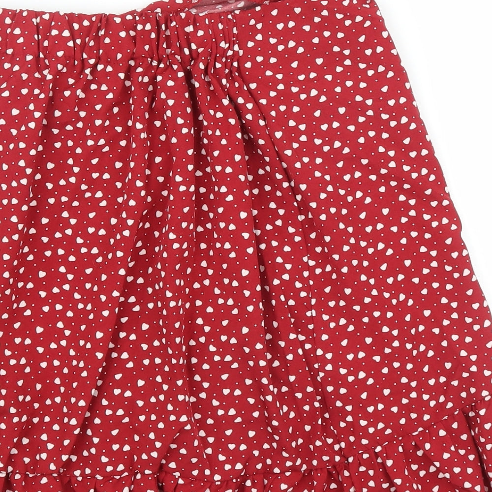 SheIn Womens Red Polka Dot  Wrap Skirt Size 8