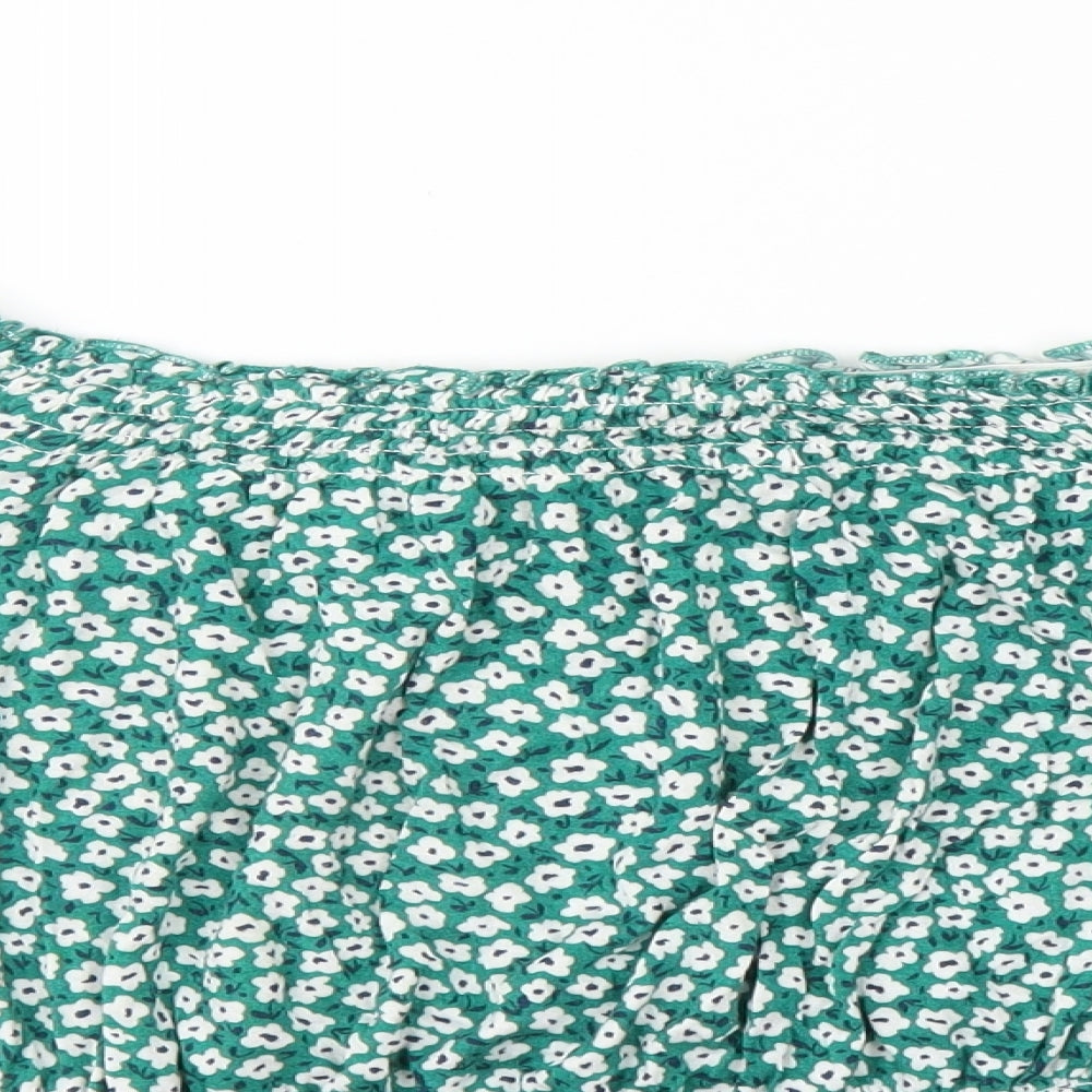 H&M Womens Green Floral  Basic Blouse Size S