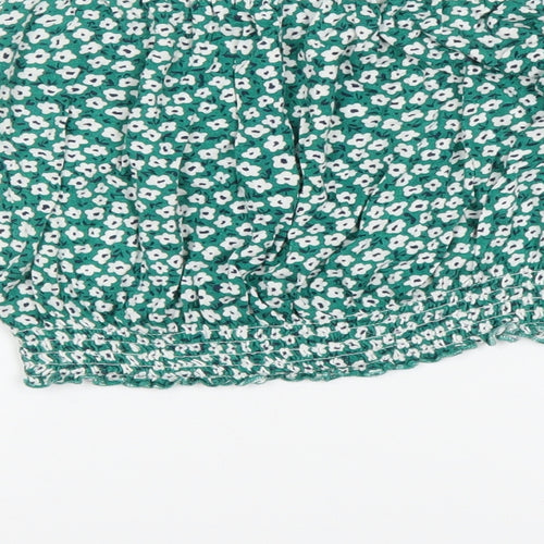 H&M Womens Green Floral  Basic Blouse Size S