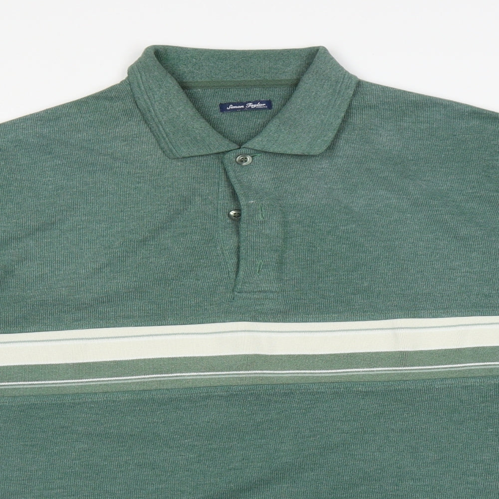 simon taylor Mens Green Houndstooth   Polo Size L