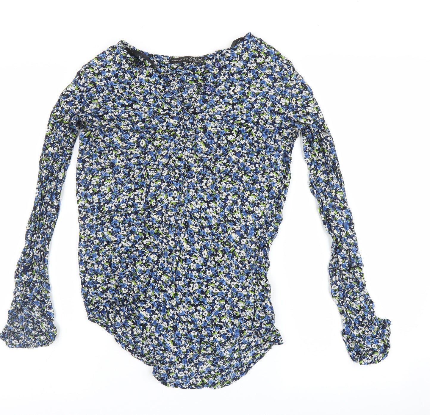 Atmosphere Womens Blue Floral  Basic Blouse Size 6