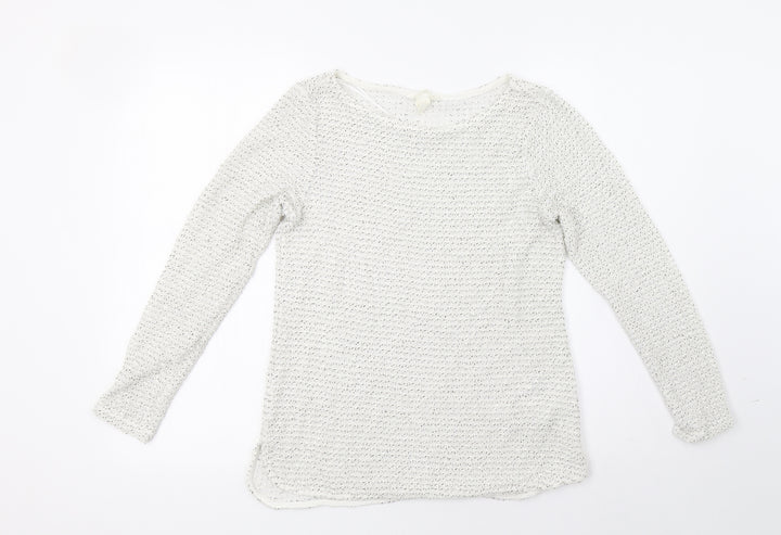 H&M Womens White Pullover Sweatshirt Size XS