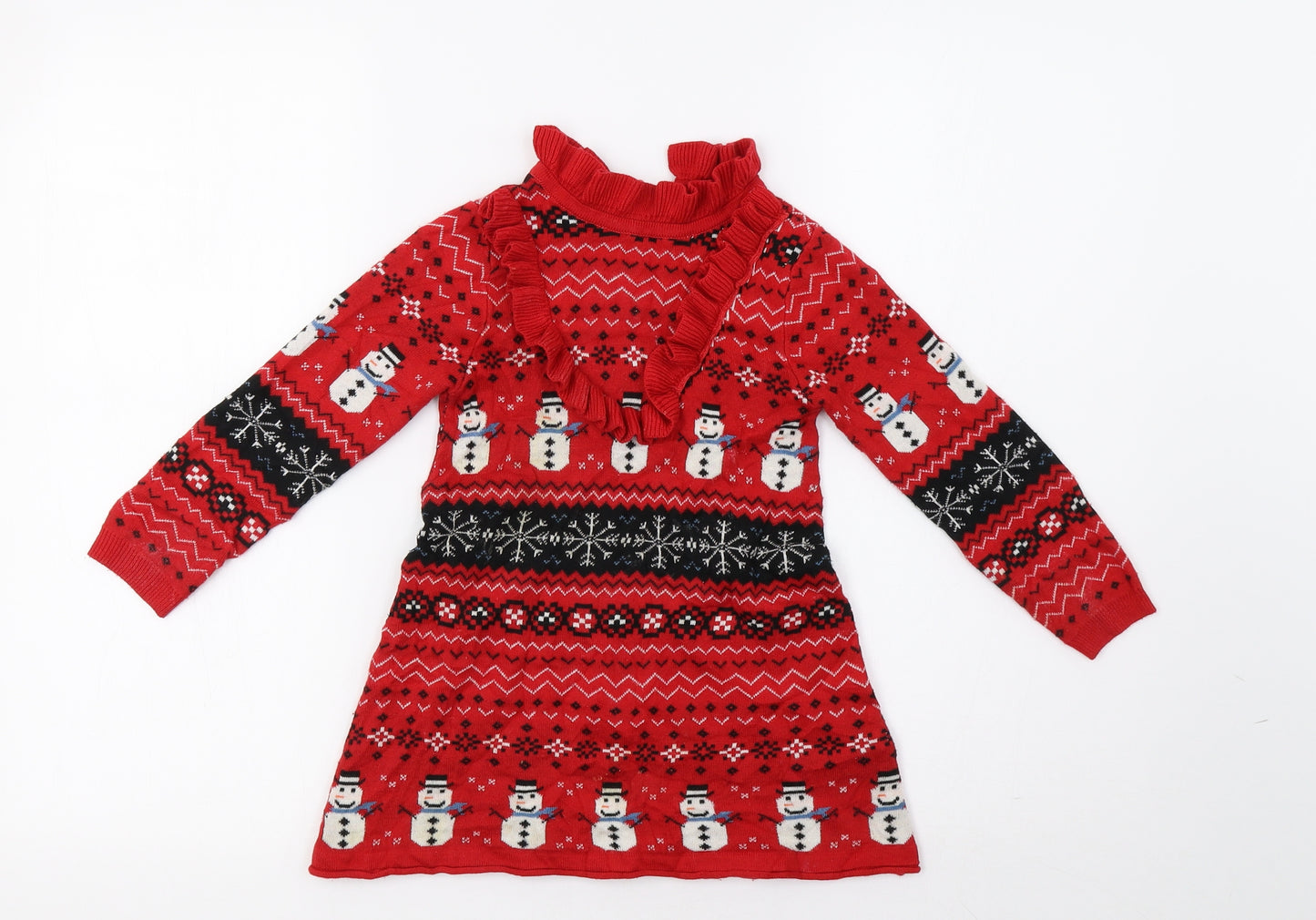 NEXT Girls Red Geometric  A-Line  Size 2-3 Years  - christmas