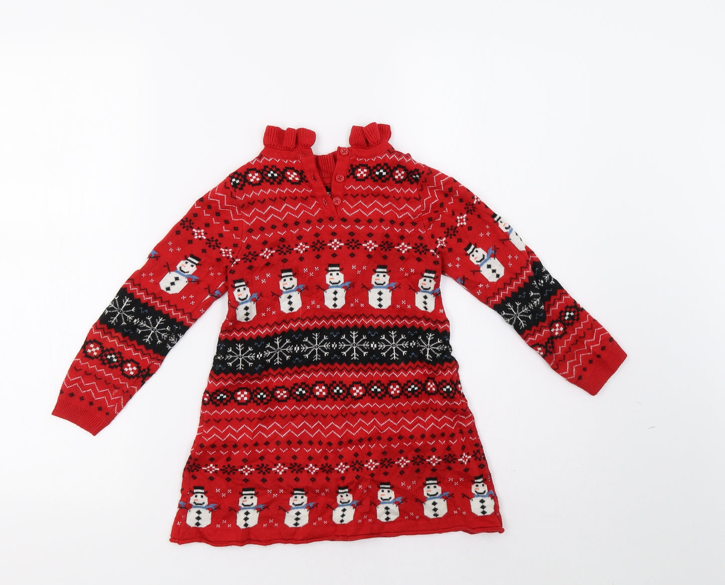 NEXT Girls Red Geometric  A-Line  Size 2-3 Years  - christmas
