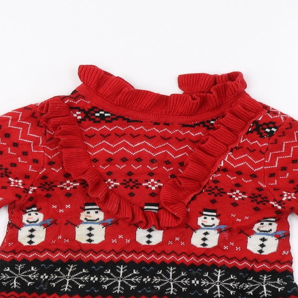NEXT Girls Red Geometric  A-Line  Size 2-3 Years  - christmas