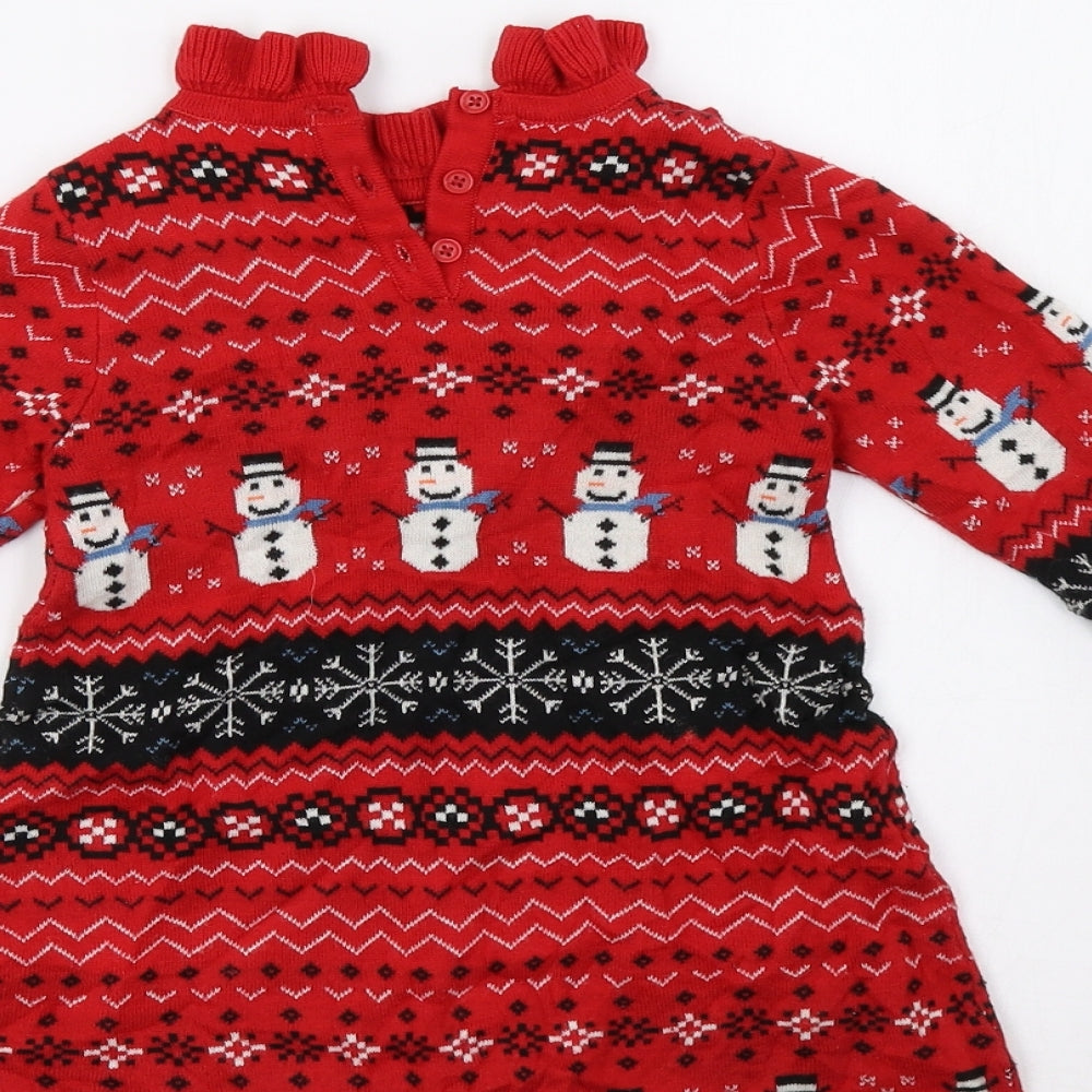 NEXT Girls Red Geometric  A-Line  Size 2-3 Years  - christmas
