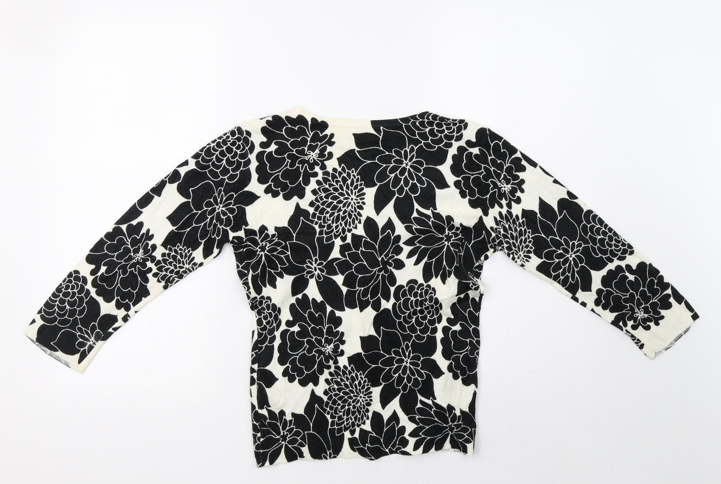 Debenhams Womens White Floral Knit Cardigan Jumper Size 8