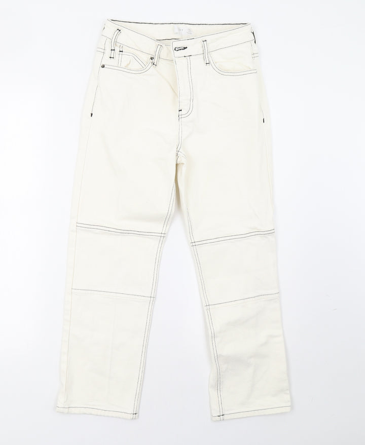 Topshop Womens White Denim Straight Jeans Size 26 L30 in