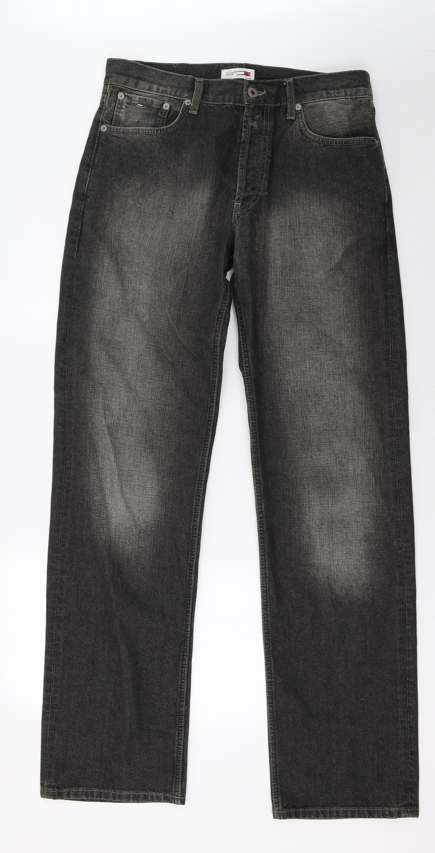 Tommy Hilfiger Mens Black  Denim Straight Jeans Size 32 L34 in