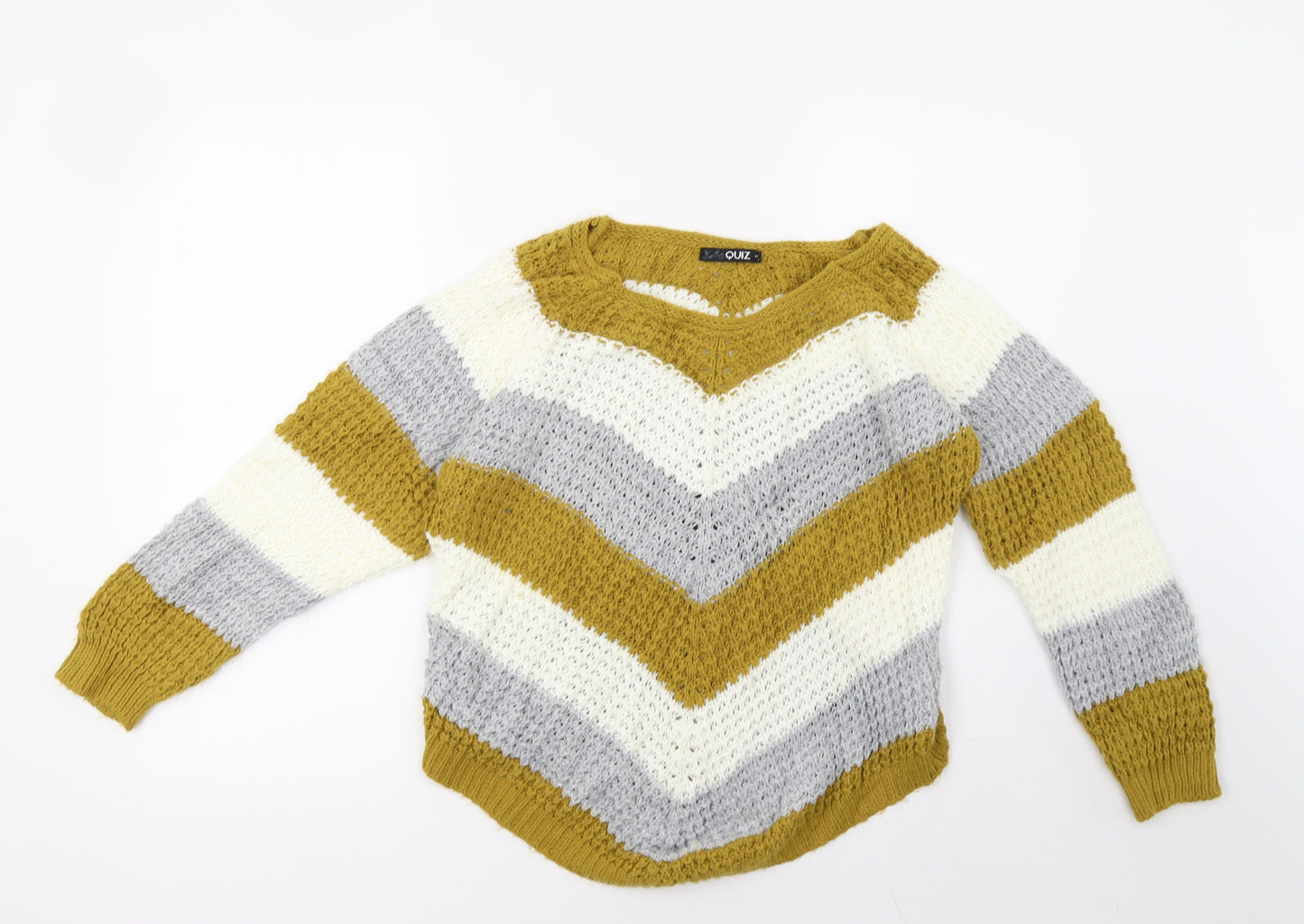 quix Womens Yellow Striped  Pullover Sweatshirt Size M