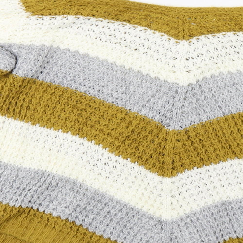 quix Womens Yellow Striped  Pullover Sweatshirt Size M