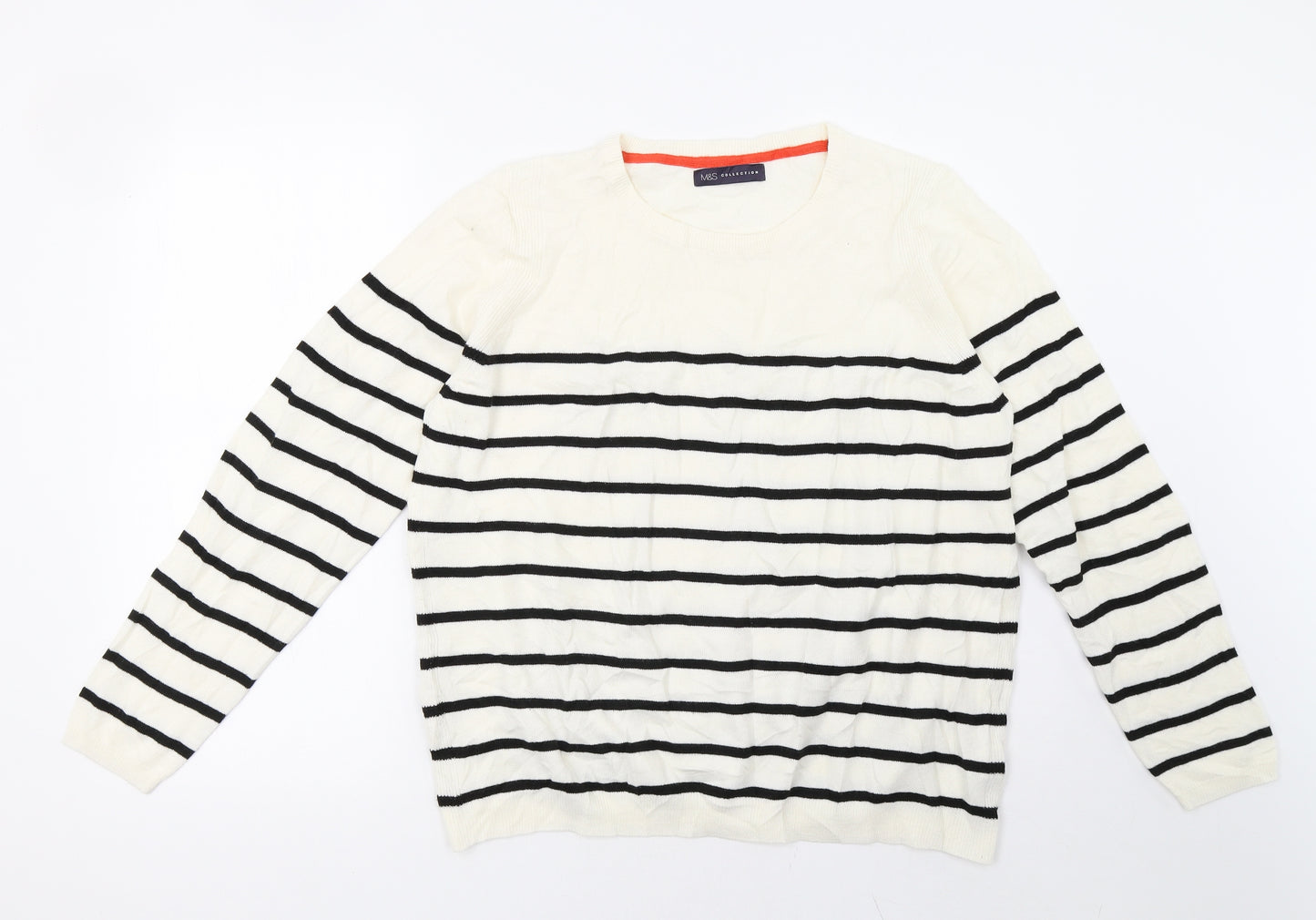 Marks and Spencer Womens White Striped  Pullover Sweatshirt Size 18