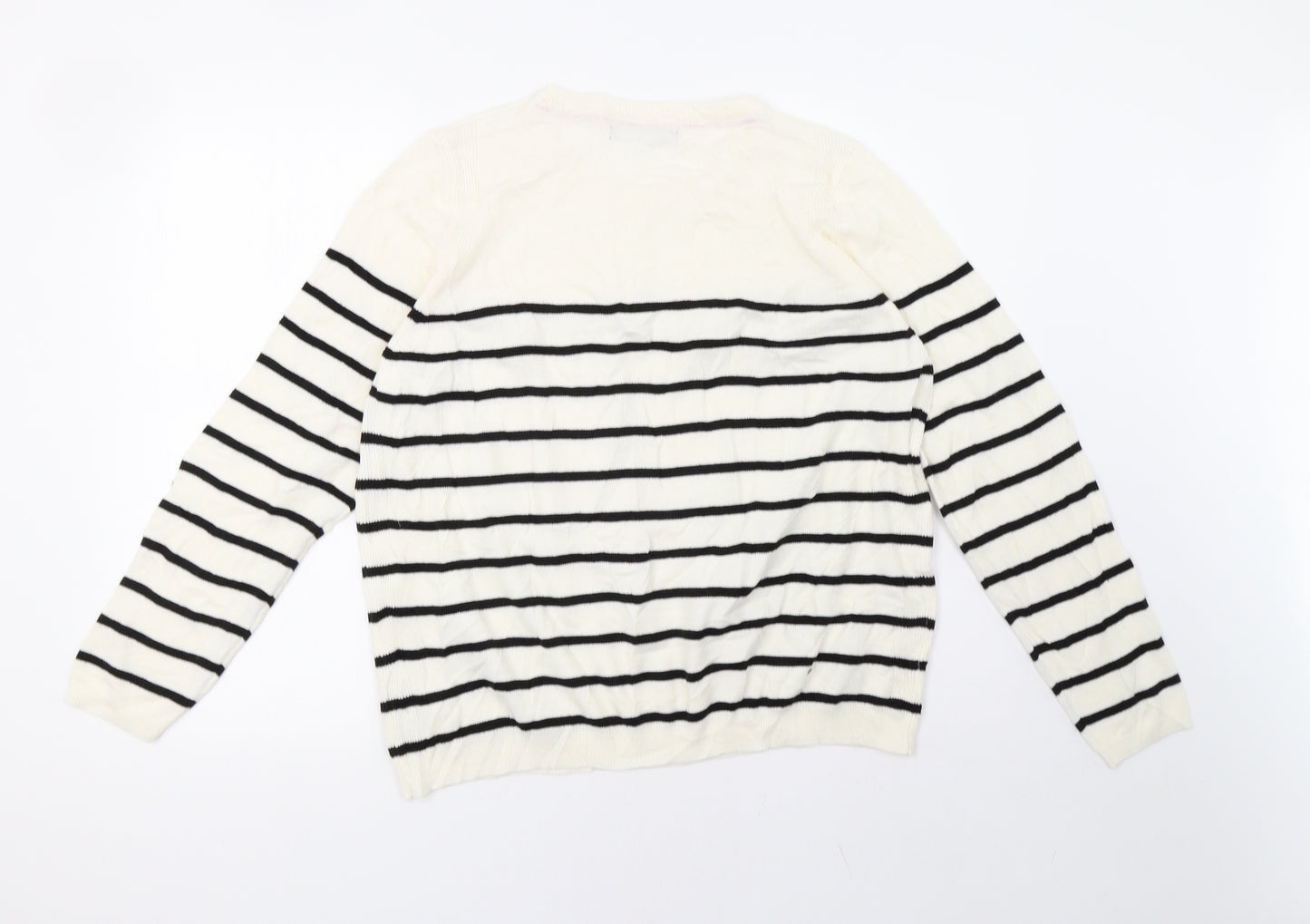 Marks and Spencer Womens White Striped  Pullover Sweatshirt Size 18
