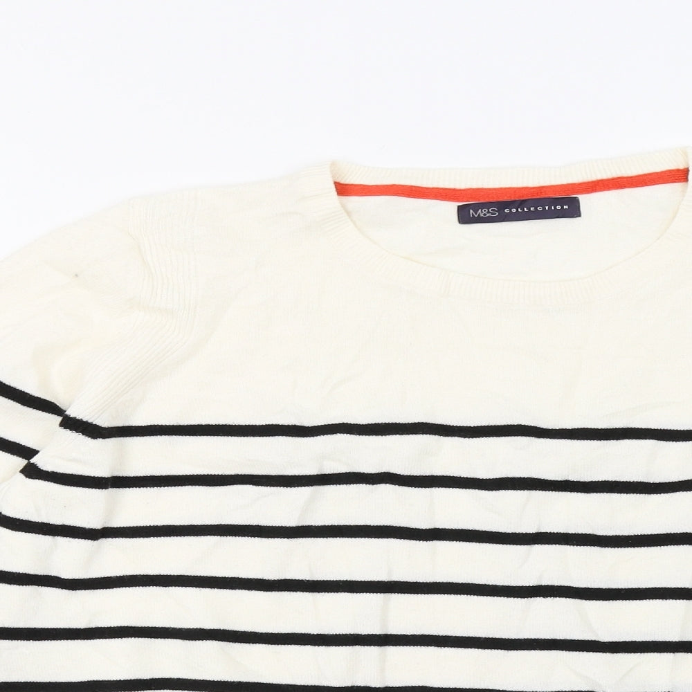 Marks and Spencer Womens White Striped  Pullover Sweatshirt Size 18