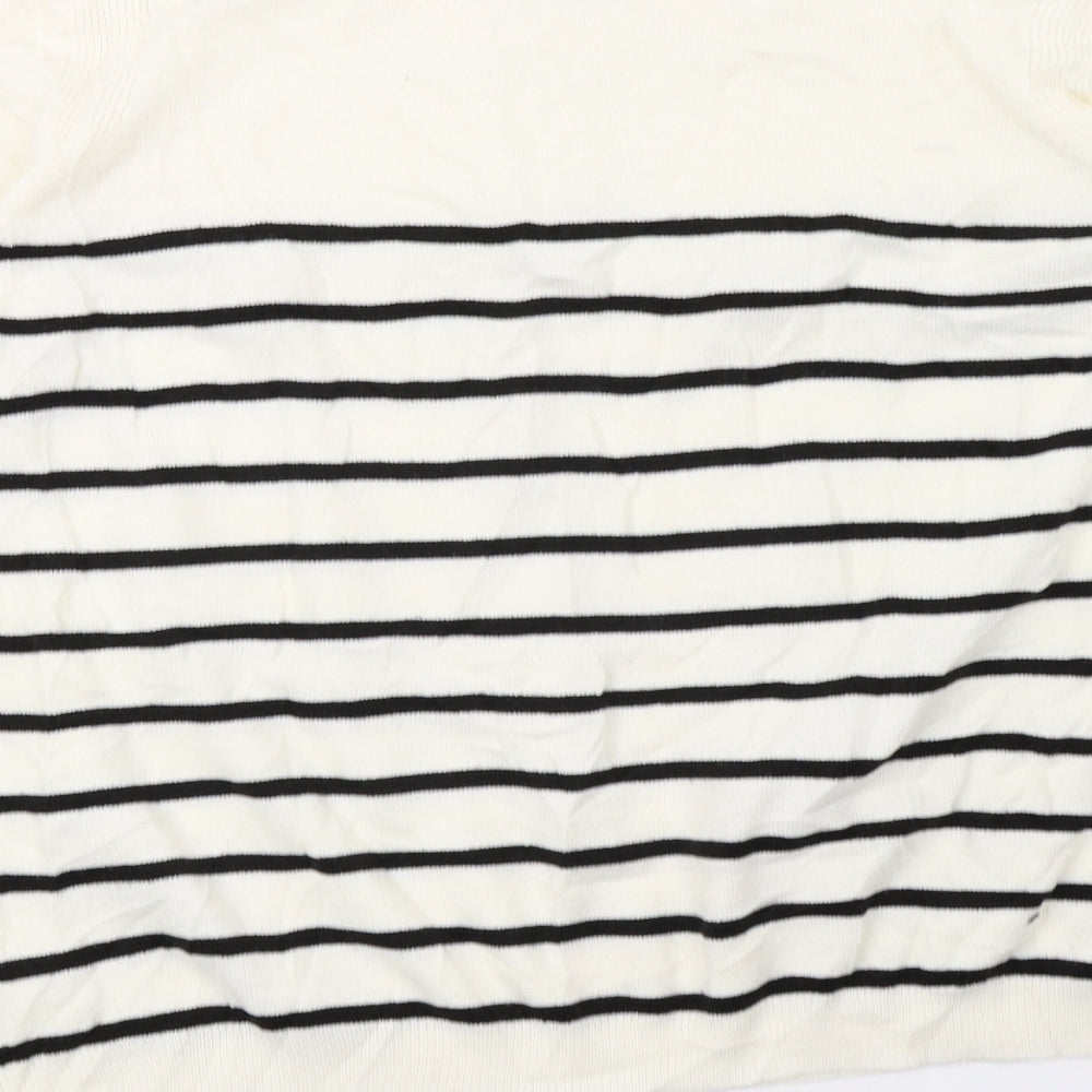 Marks and Spencer Womens White Striped  Pullover Sweatshirt Size 18