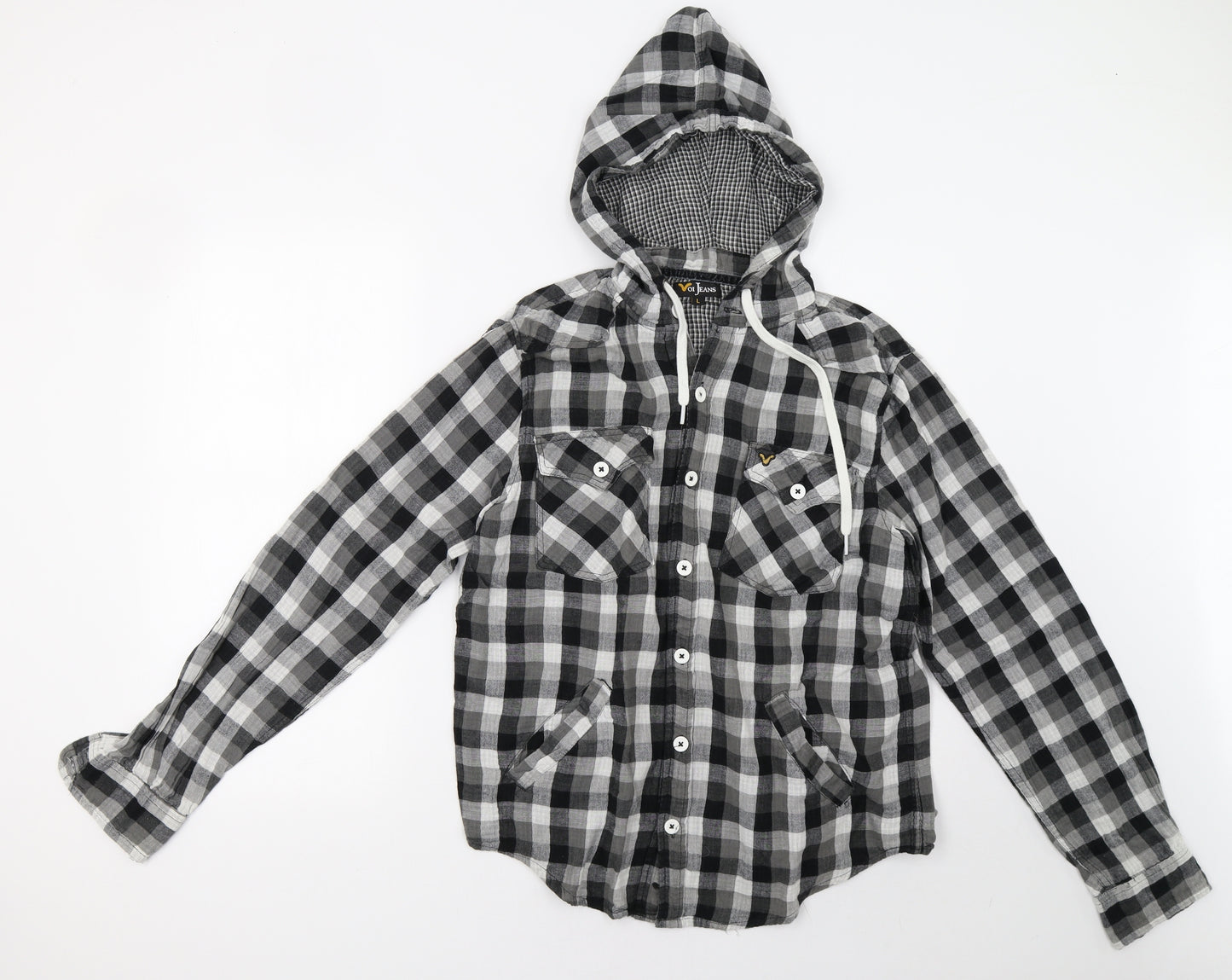 Voi Jeans Mens Grey Check  Pullover Sweatshirt Size L