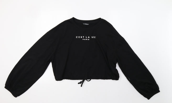 SheIn Womens Black Pullover Sweatshirt Size XL