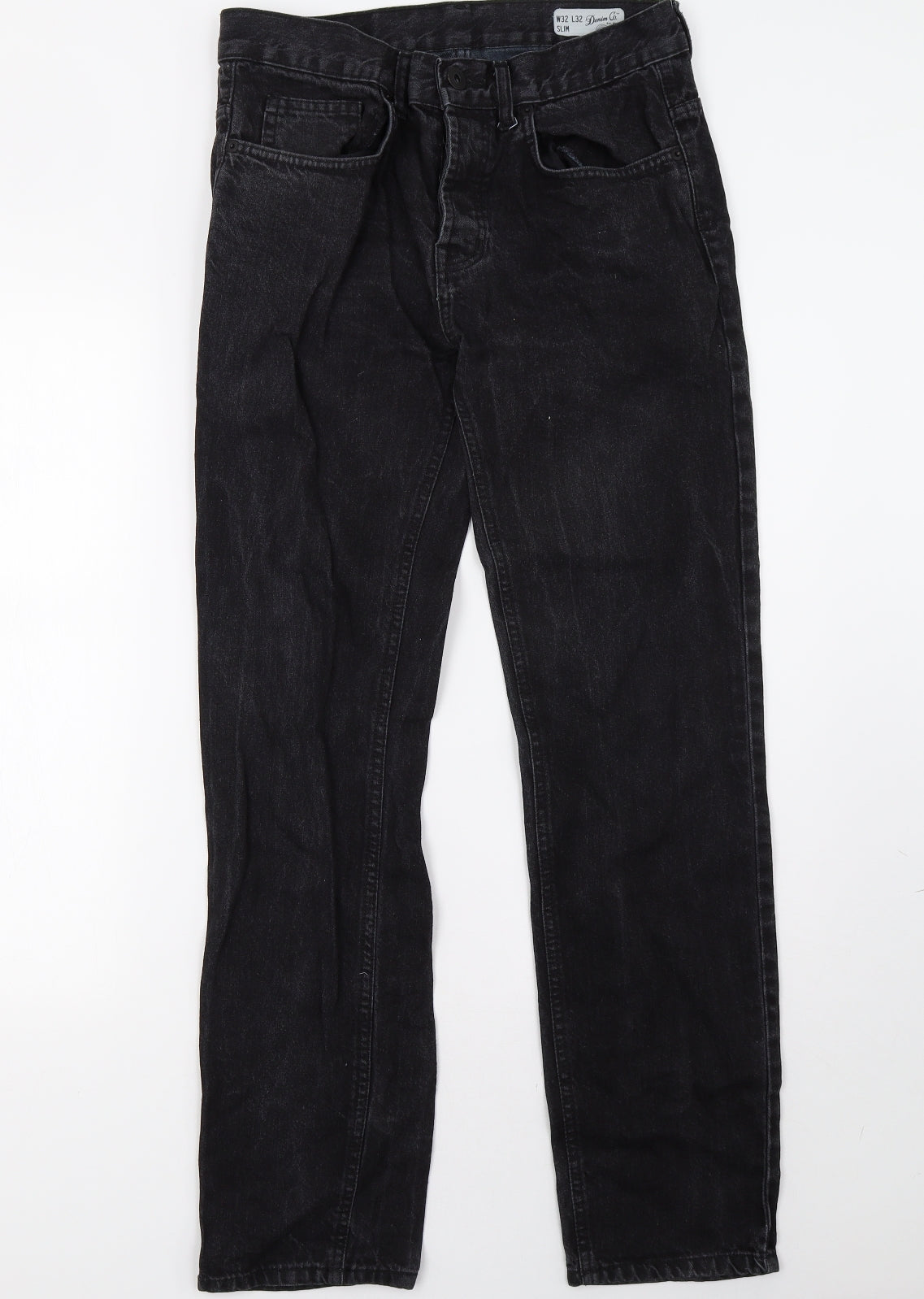 Primark Mens Black  Denim Straight Jeans Size 32 L32 in