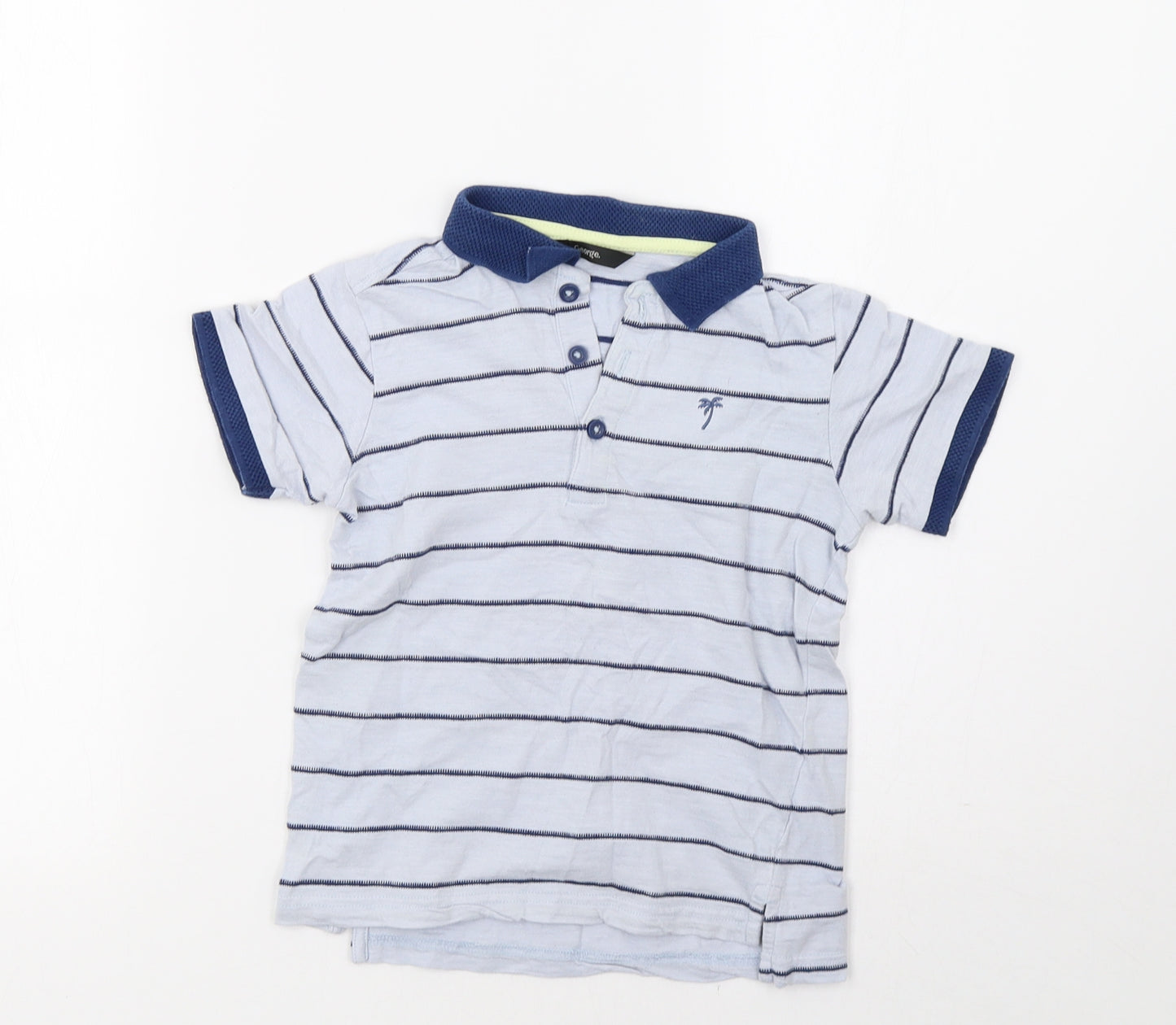 George Boys Blue Striped  Basic Polo Size 5-6 Years