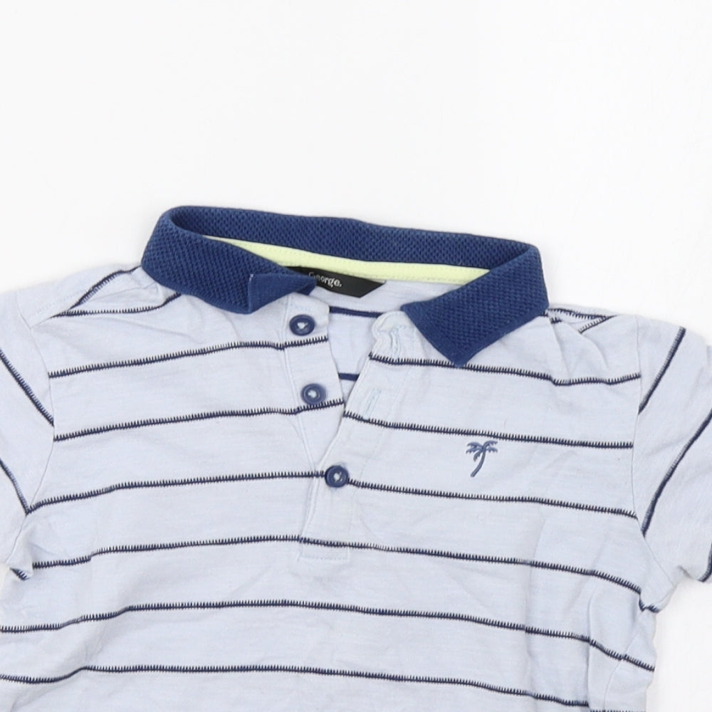 George Boys Blue Striped  Basic Polo Size 5-6 Years