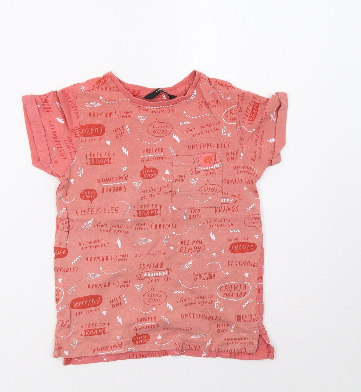 George Girls Pink   Basic T-Shirt Size 5-6 Years