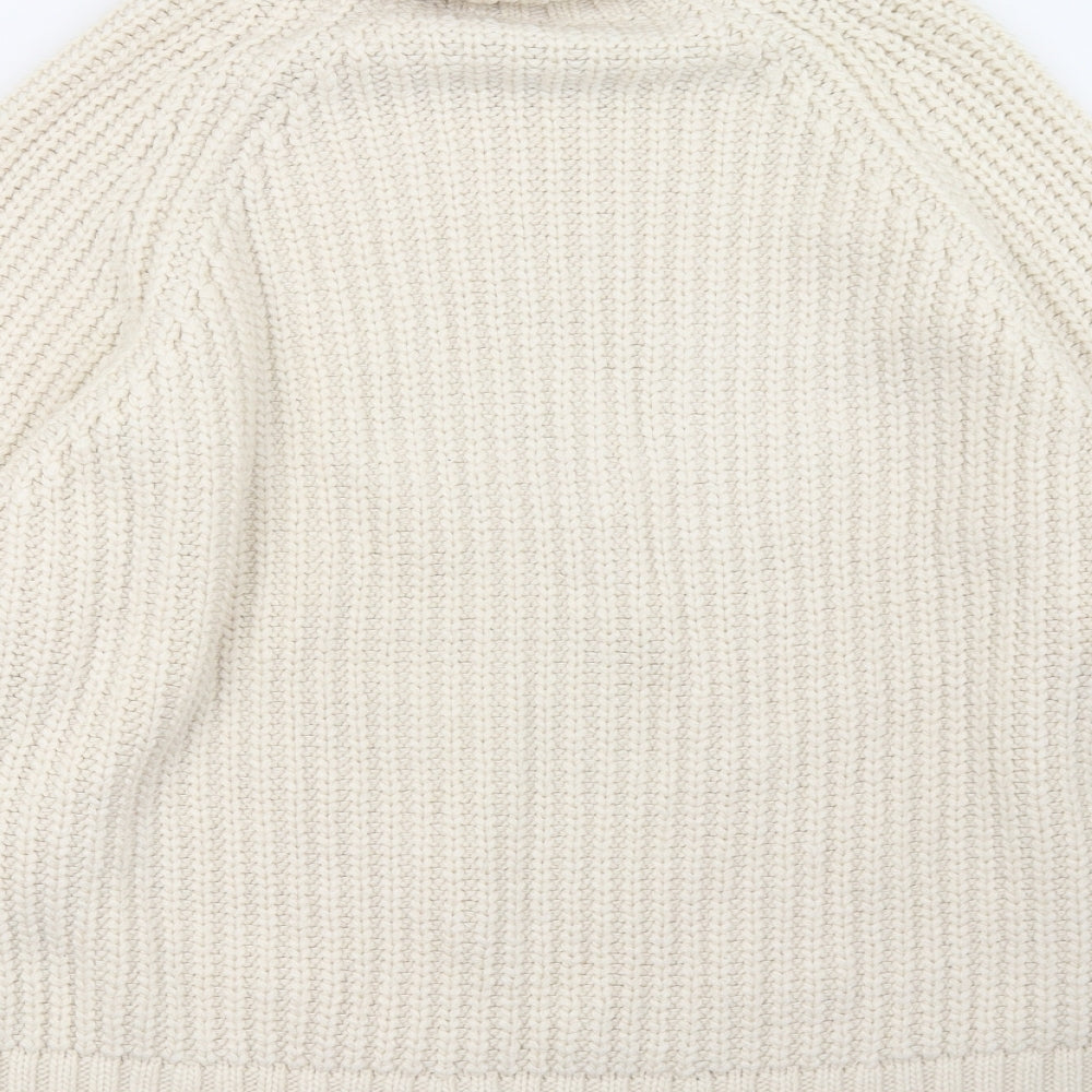 Zara Womens White  Knit Pullover Sweatshirt Size S