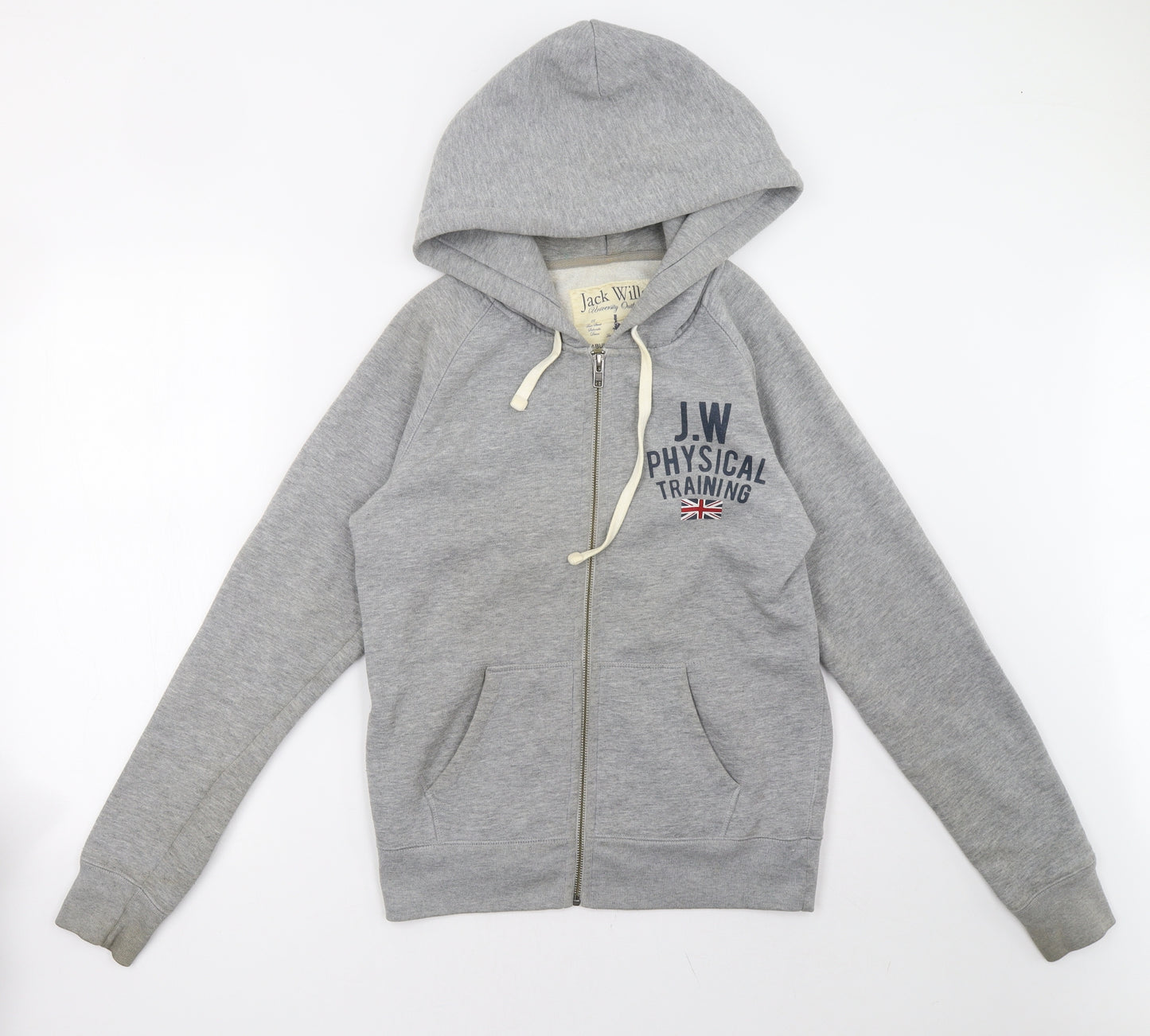 Jack Wills Womens Grey   Full Zip Hoodie Size 12