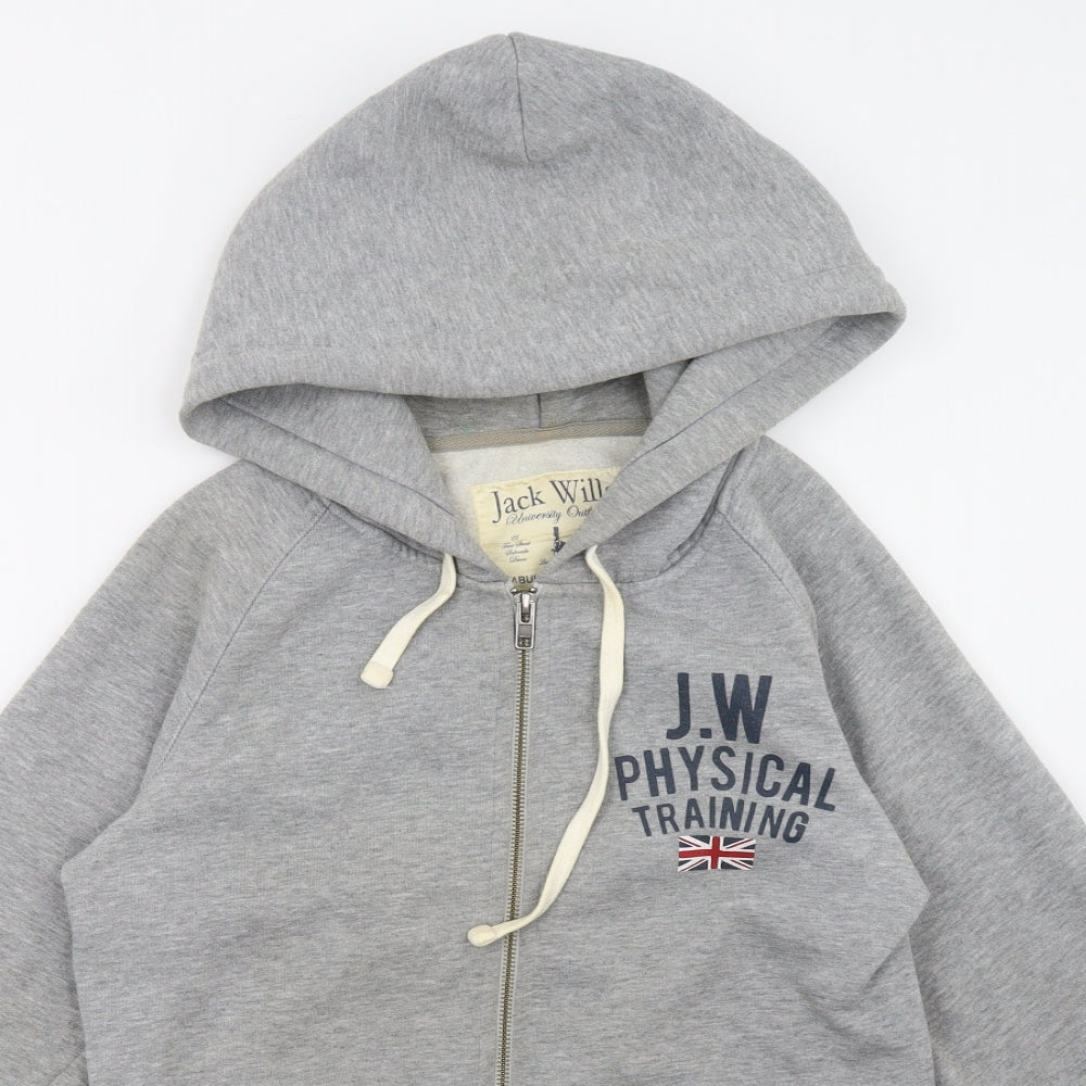 Jack Wills Womens Grey   Full Zip Hoodie Size 12