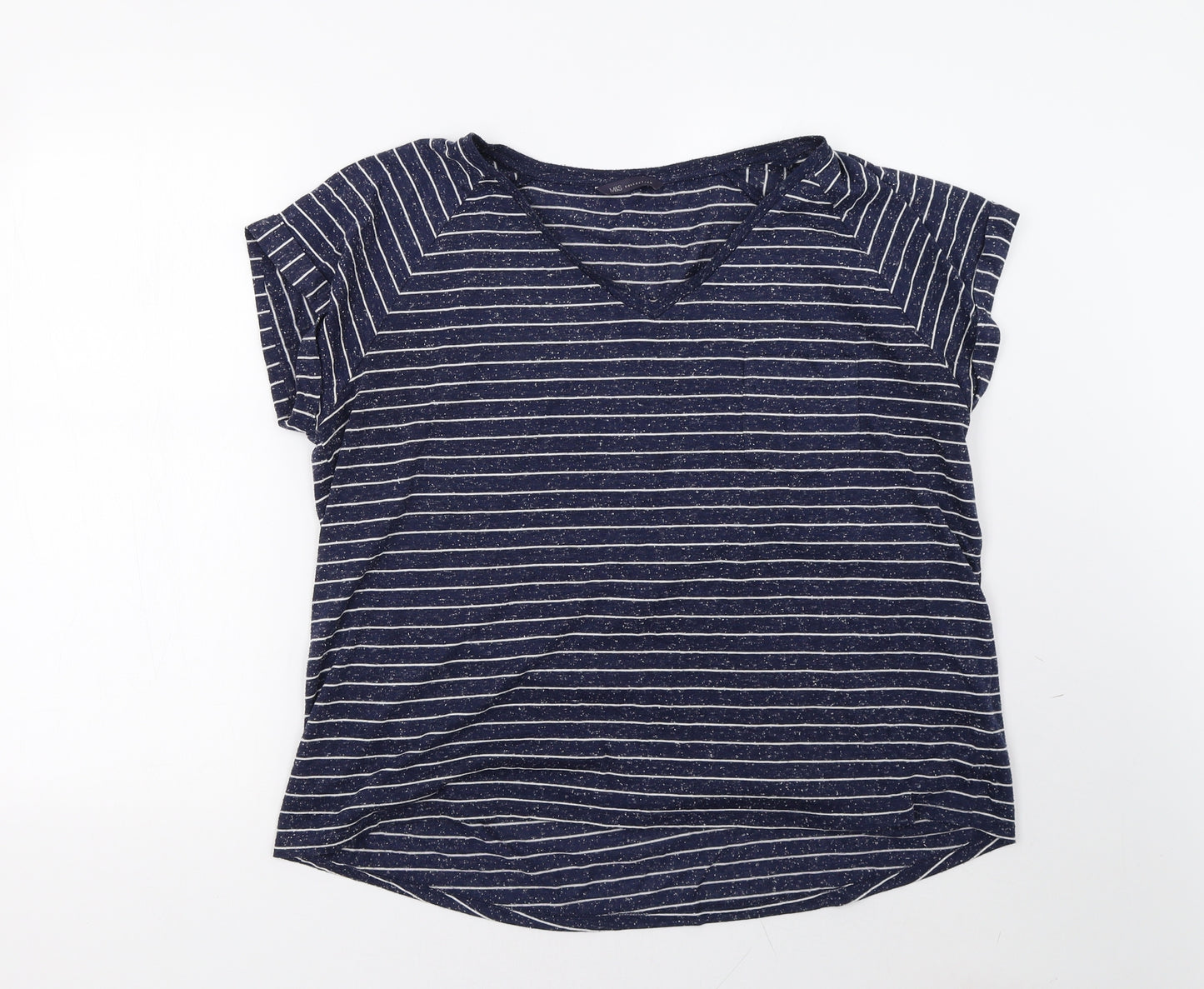 Marks and Spencer Womens Blue Striped  Basic T-Shirt Size 20