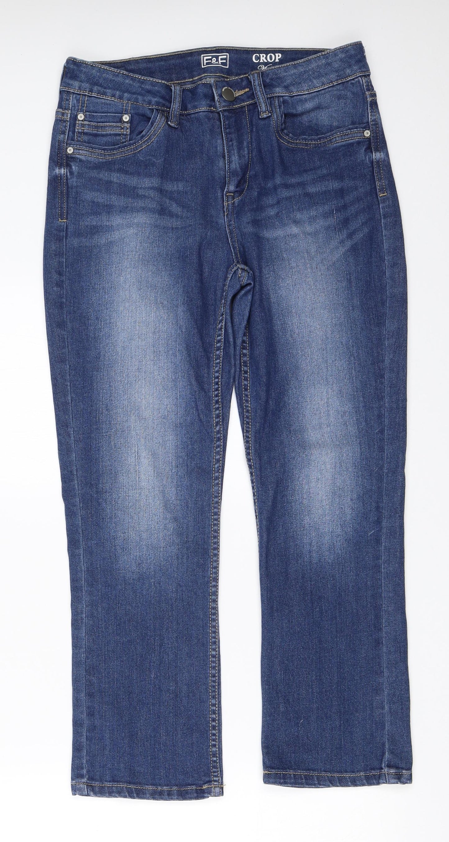 F&F Womens Blue  Denim Cropped Jeans Size 8 L23 in