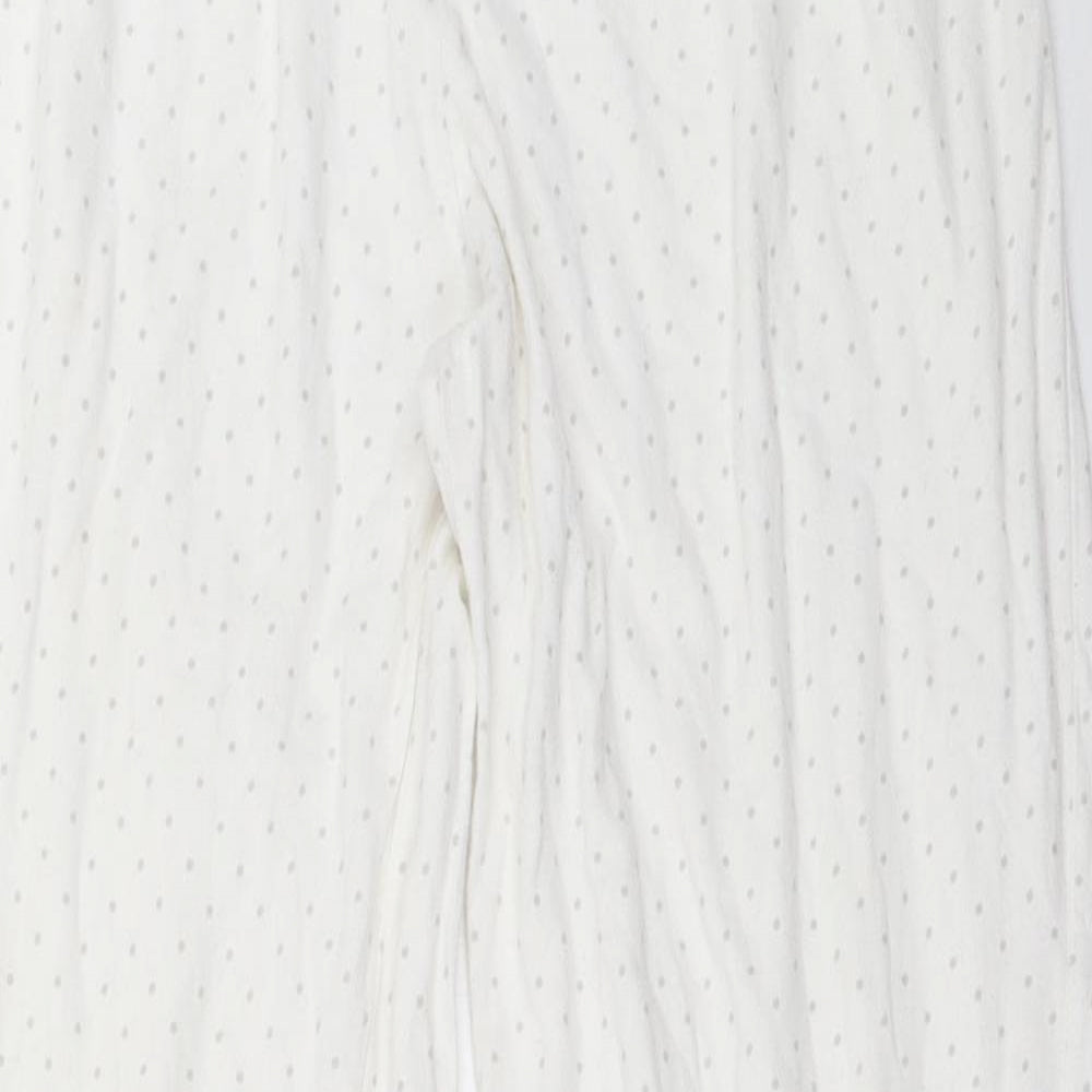 John Lewis Womens White Polka Dot  Top Pyjama Pants Size 10