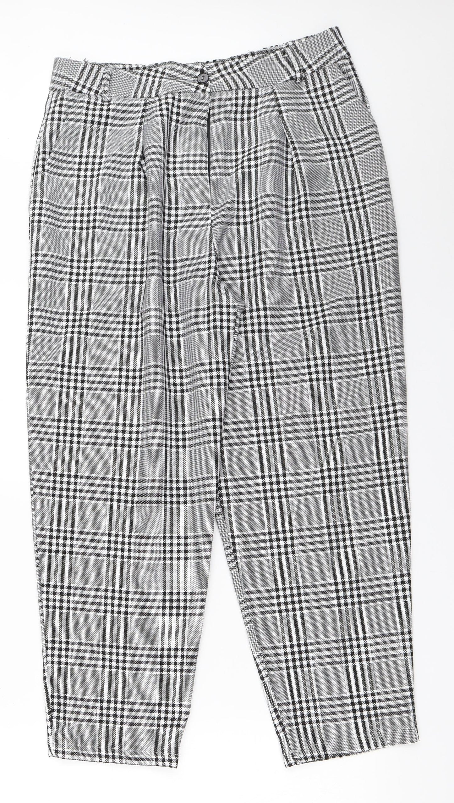 Teen Blue Womens Black Check  Capri Trousers Size 42 L24.5 in
