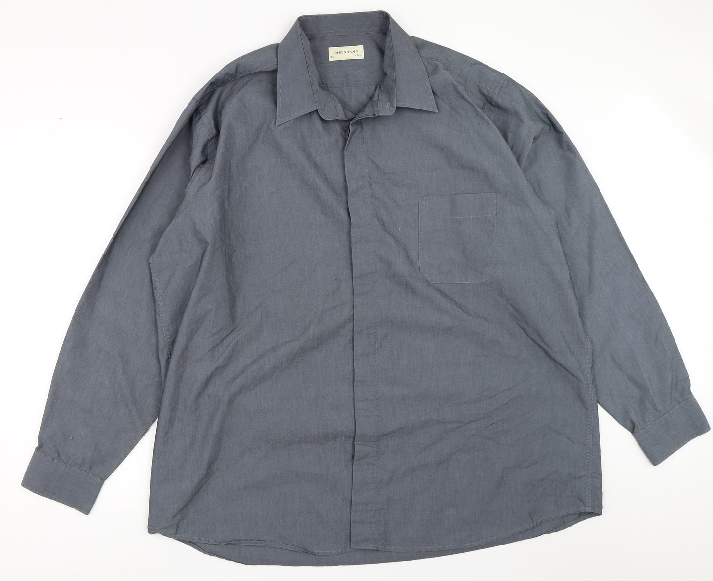 Debenhams Mens Grey    Button-Up Size 18.5