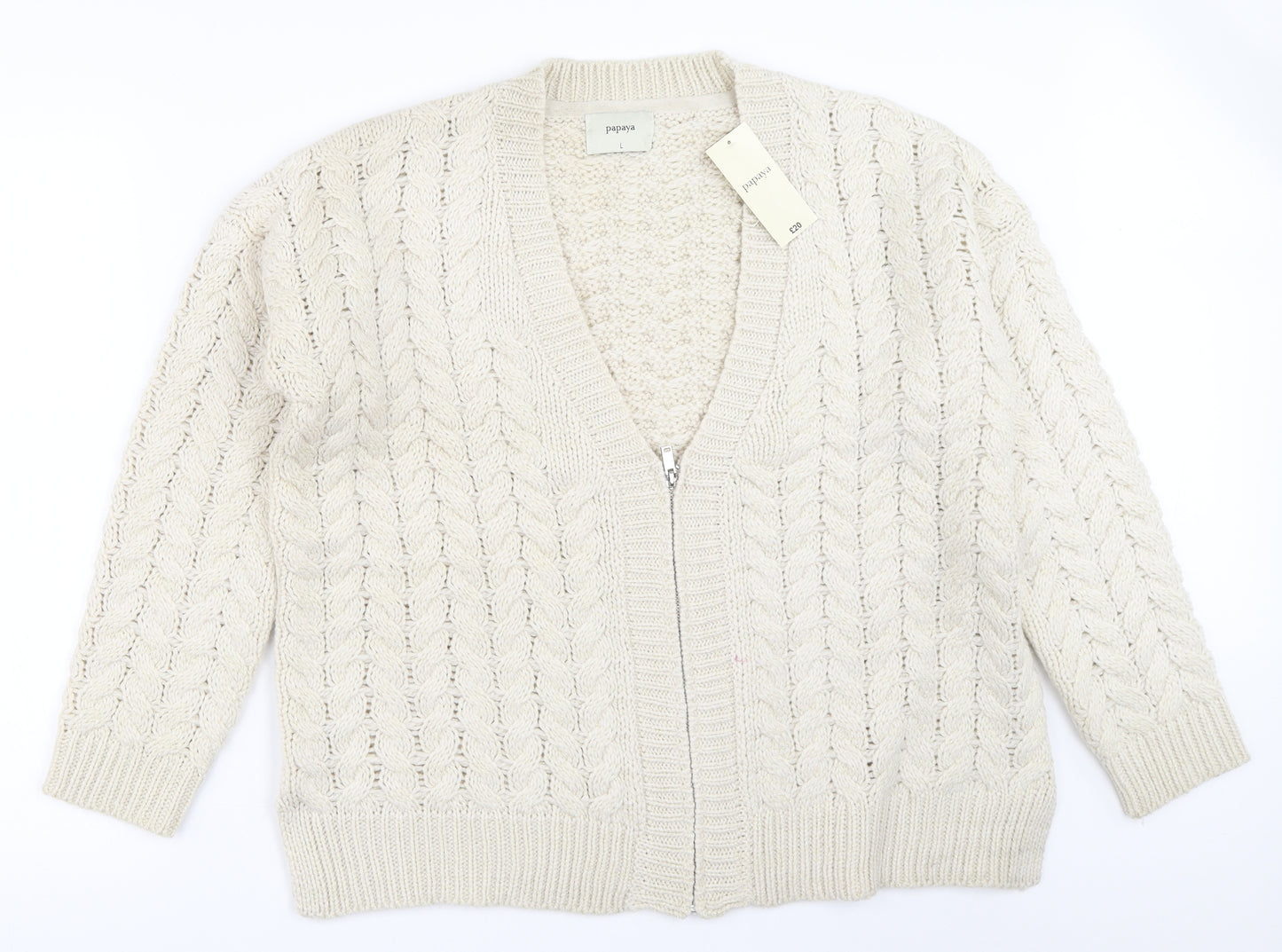 Papaya Womens Ivory   Full Zip Jumper Size L