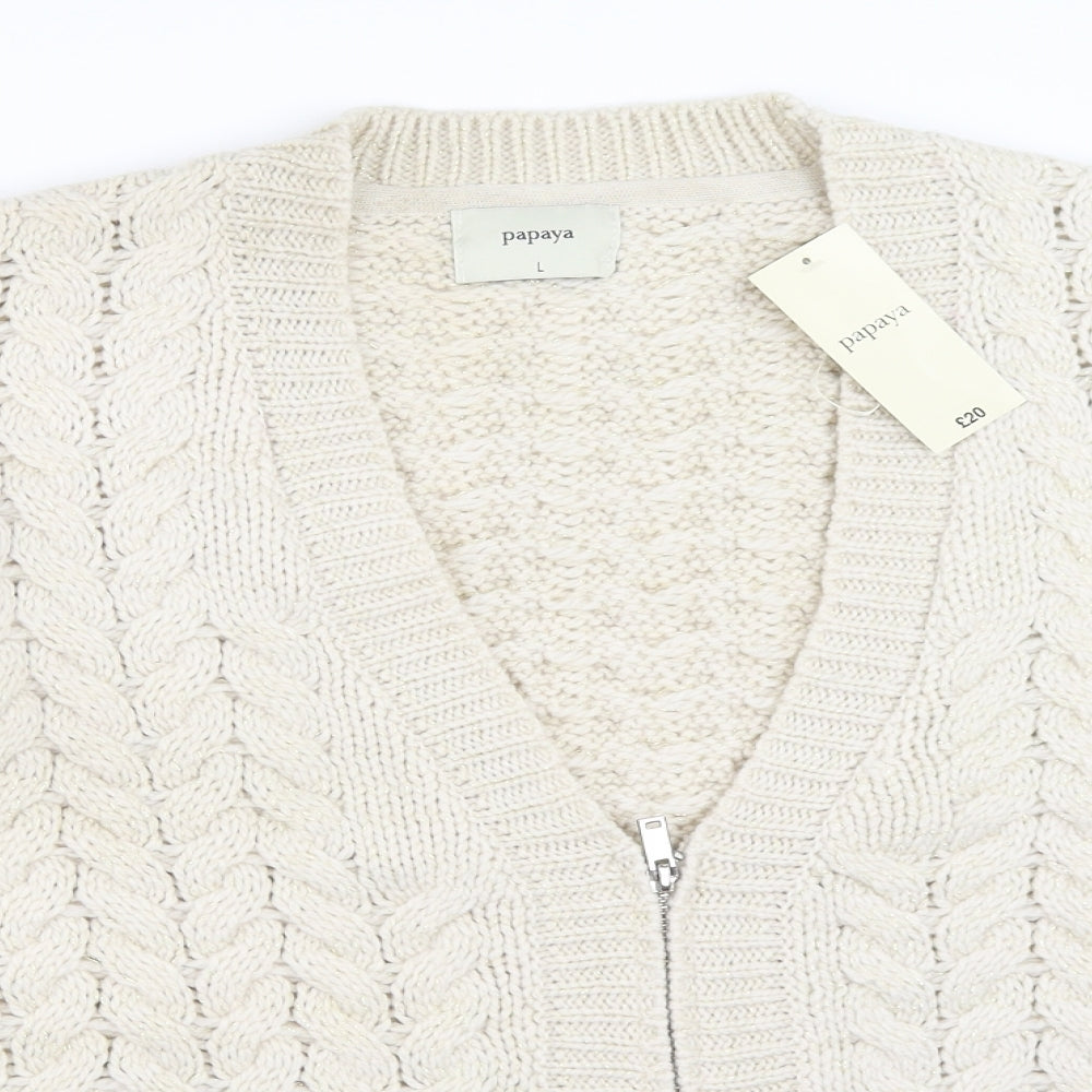Papaya Womens Ivory   Full Zip Jumper Size L