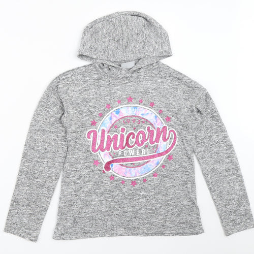 Matalan Girls Grey   Pullover Hoodie Size 10 Years