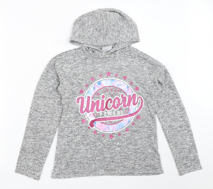Matalan Girls Grey   Pullover Hoodie Size 10 Years