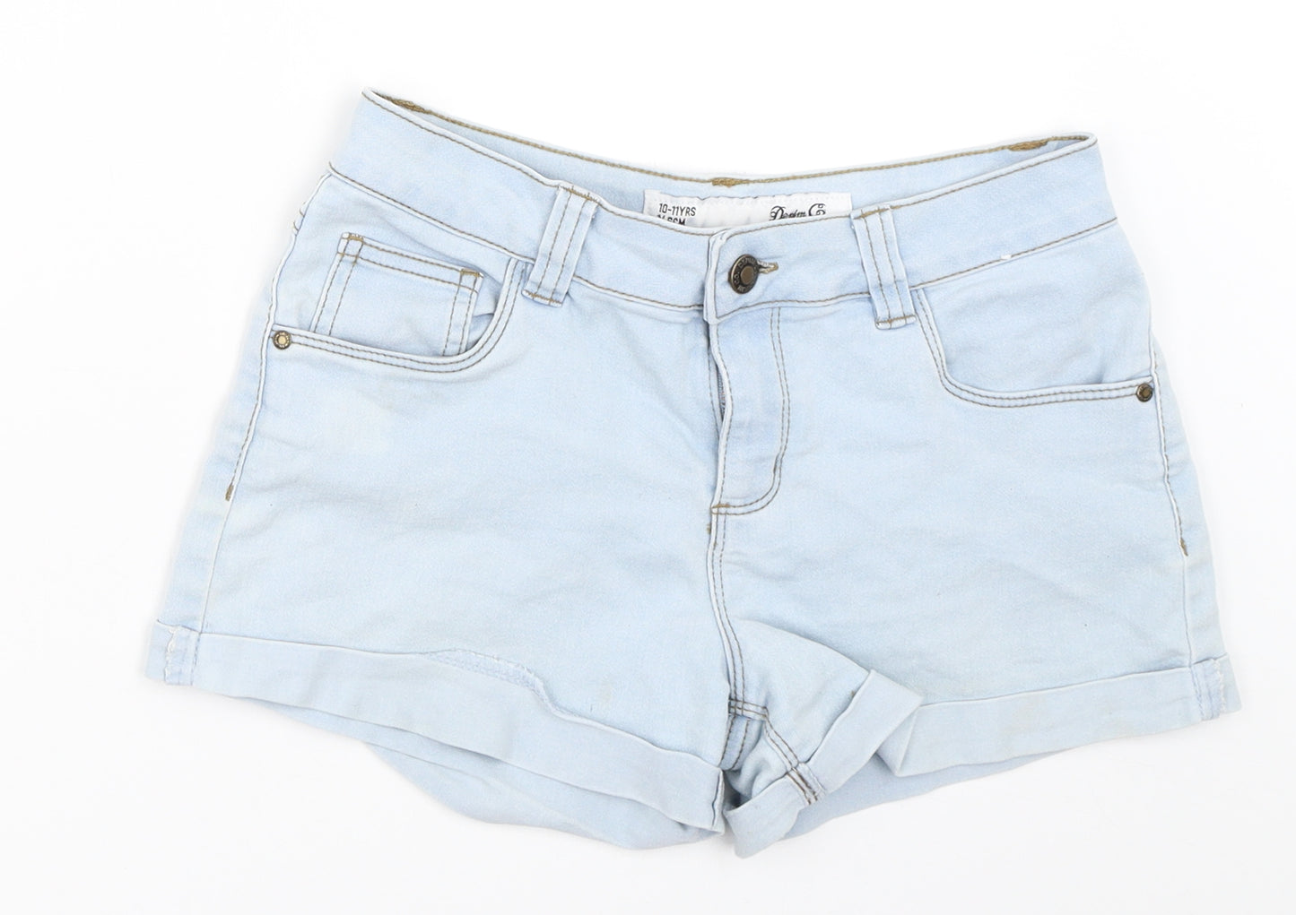 Primark Girls Blue  Denim Hot Pants Shorts Size 10-11 Years