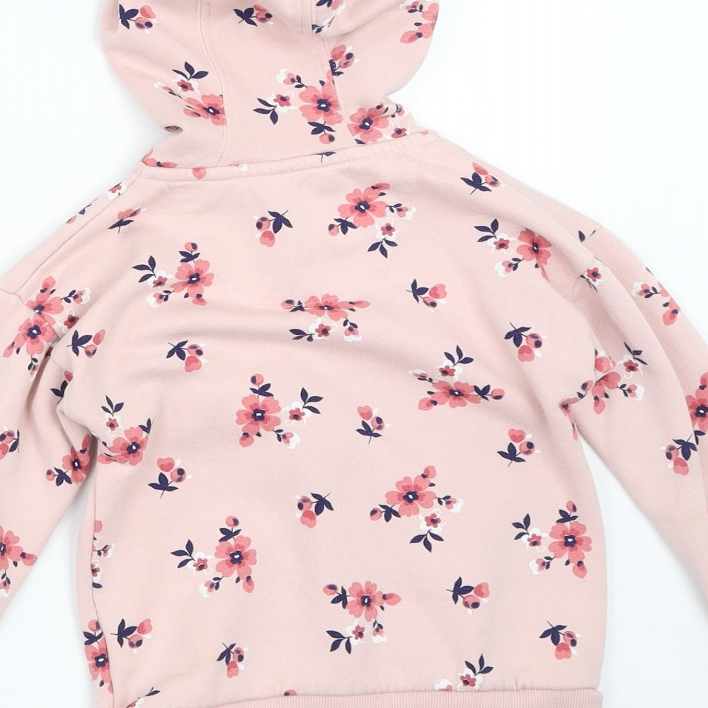 F&F Girls Pink Floral  Full Zip Hoodie Size 4-5 Years