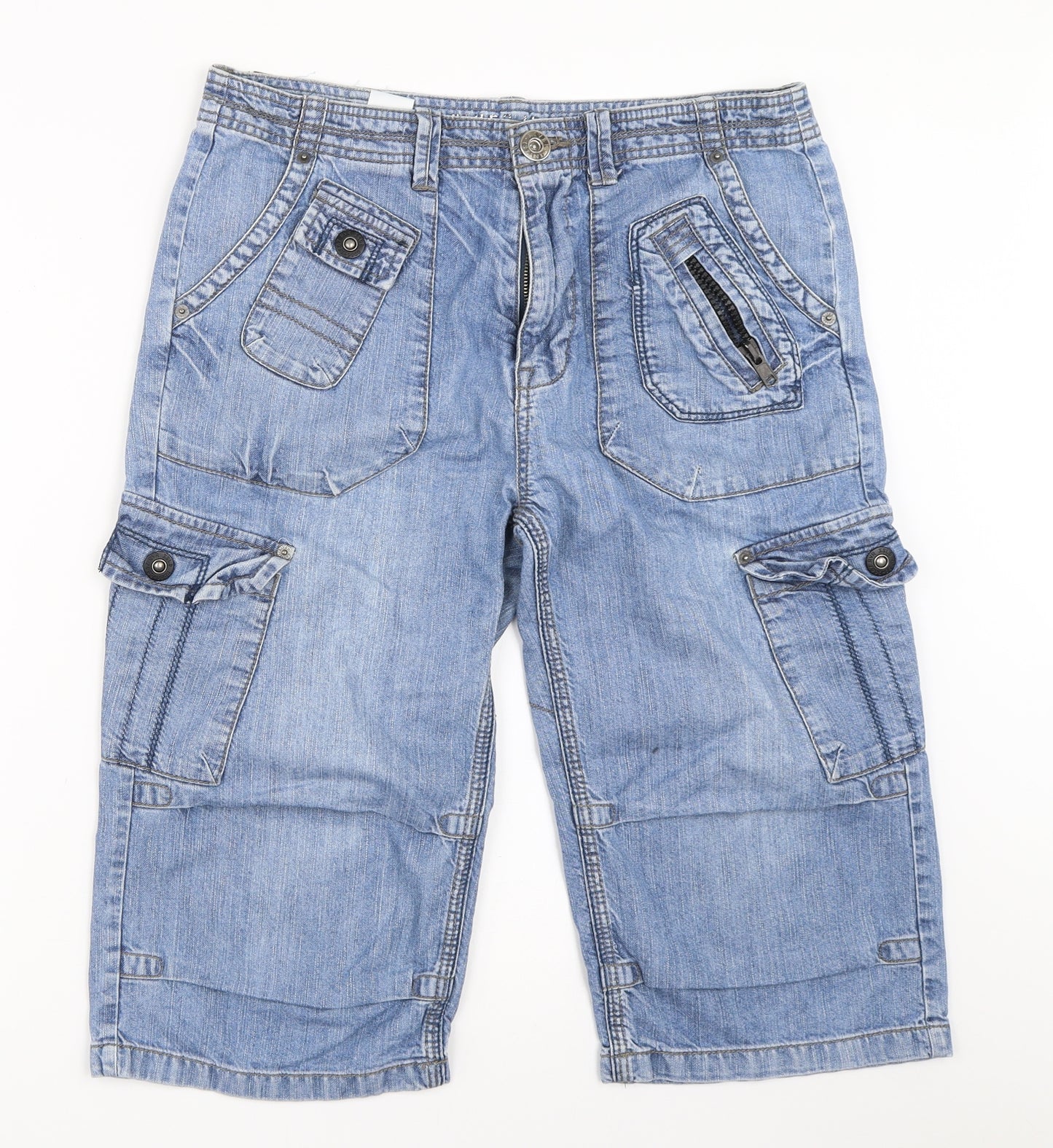 River Island Mens Blue  Denim Cargo Shorts Size 32 in