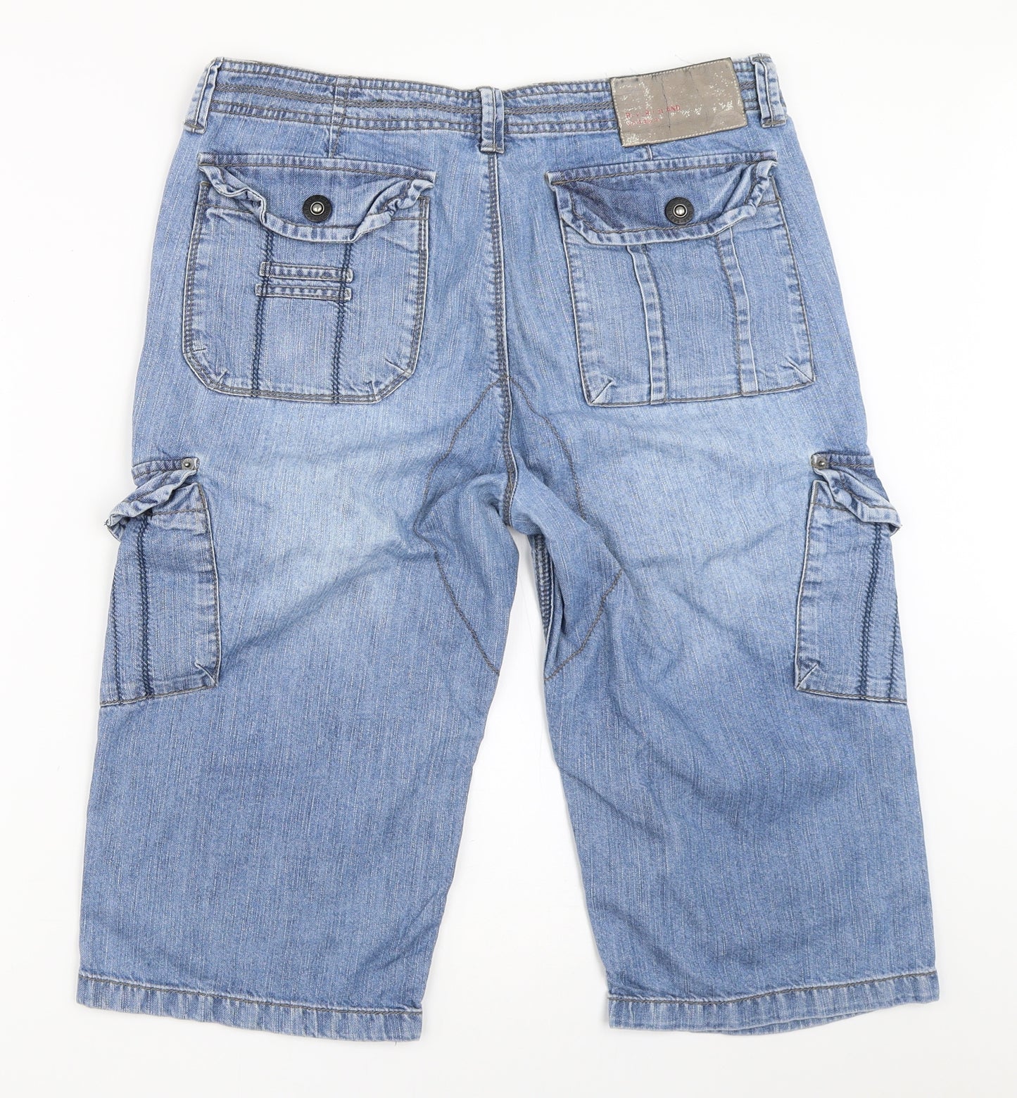 River Island Mens Blue  Denim Cargo Shorts Size 32 in