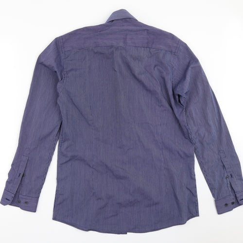 Cedar Wood State Mens Blue Striped   Button-Up Size 15