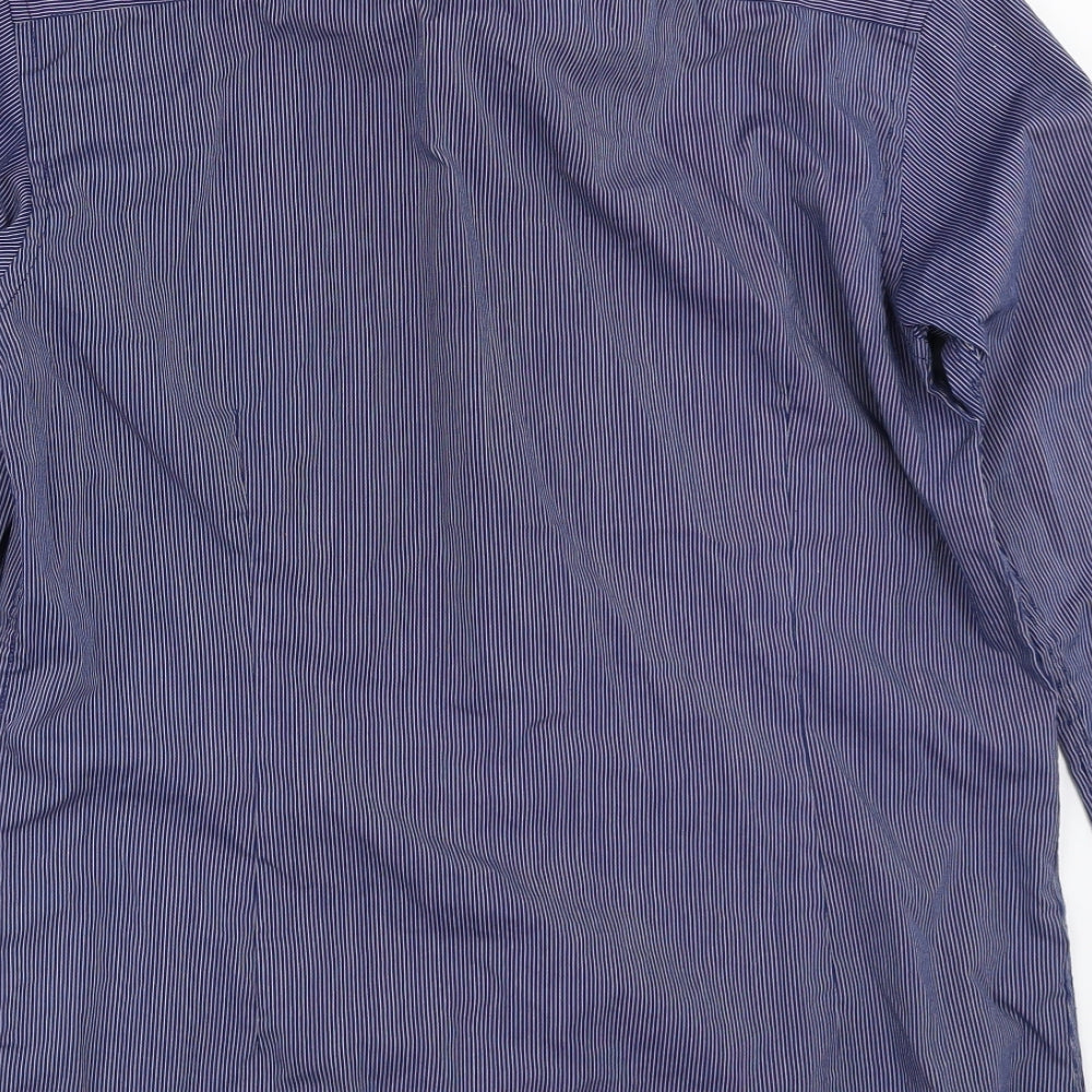Cedar Wood State Mens Blue Striped   Button-Up Size 15