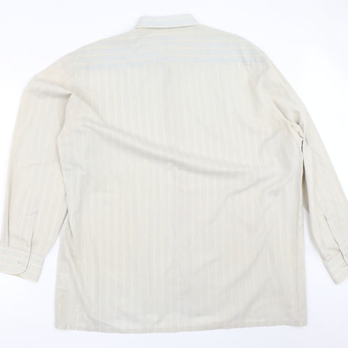 MC Mens Beige Striped   Button-Up Size 17