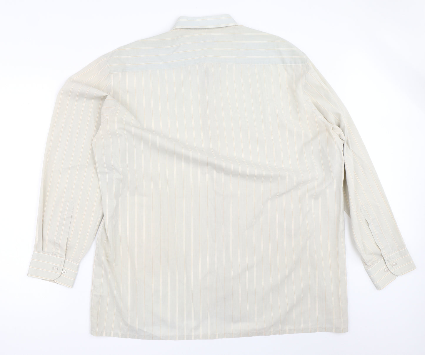 MC Mens Beige Striped   Button-Up Size 17