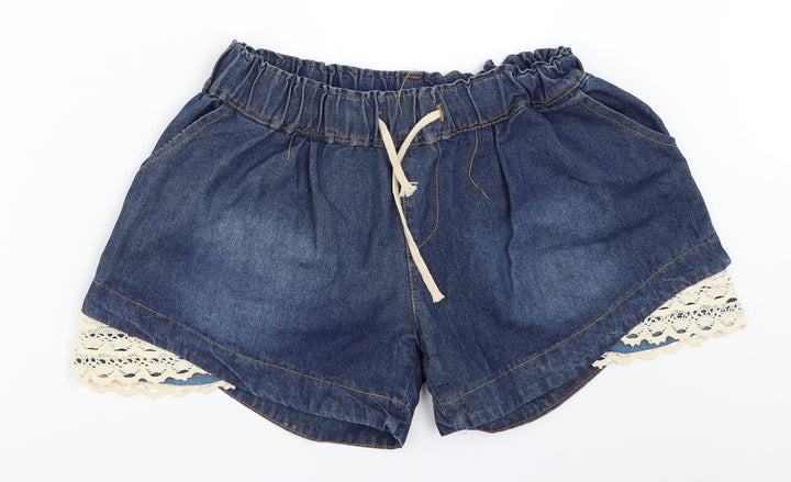 Preworn Womens Blue Denim Hot Pants Shorts Size 28 in