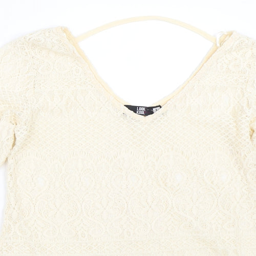 Look Kool Womens Ivory   Basic Blouse Size L