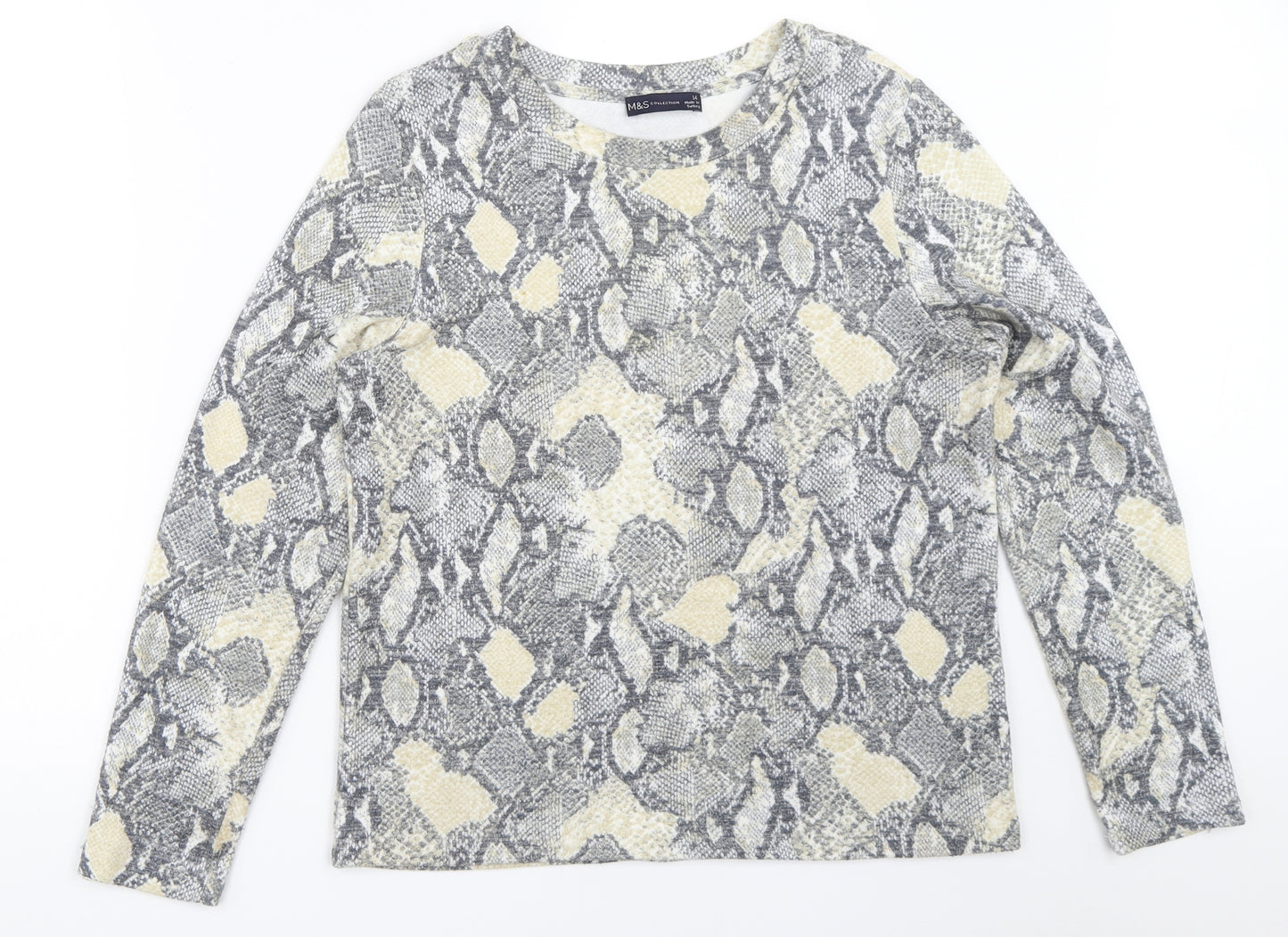 Marks and Spencer Womens Grey Animal Print  Pullover Jumper Size 14